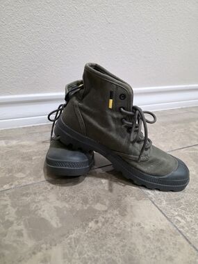 Palladium Olive Green Canvas Combat Boots